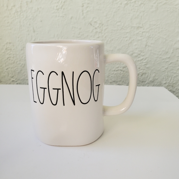 Rae Dunn Christmas By Magenta EGGNOG Black Large Letter LL Farmhouse Ivory Mug - Picture 1 of 4